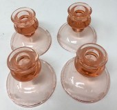 4 PINK DEPRESSION GLASS CANDLE