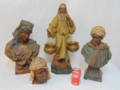 4 PLASTER FIGURALS, BUSTS, GOL