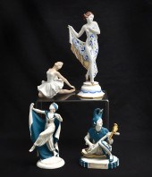 4 PORCELAIN ART DECO FEMALE FI