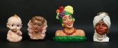 4 PORCELAIN HEAD VASES LEFTON