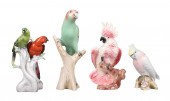 (4) Porcelain parrot figurines