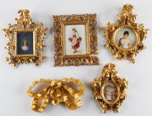 4 PORCELAIN PLAQUES & 1 GILTWO