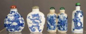 (4) porcelain snuff bottles, (