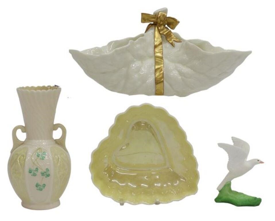 (4) PORCELAIN WARES, BELLEEK,