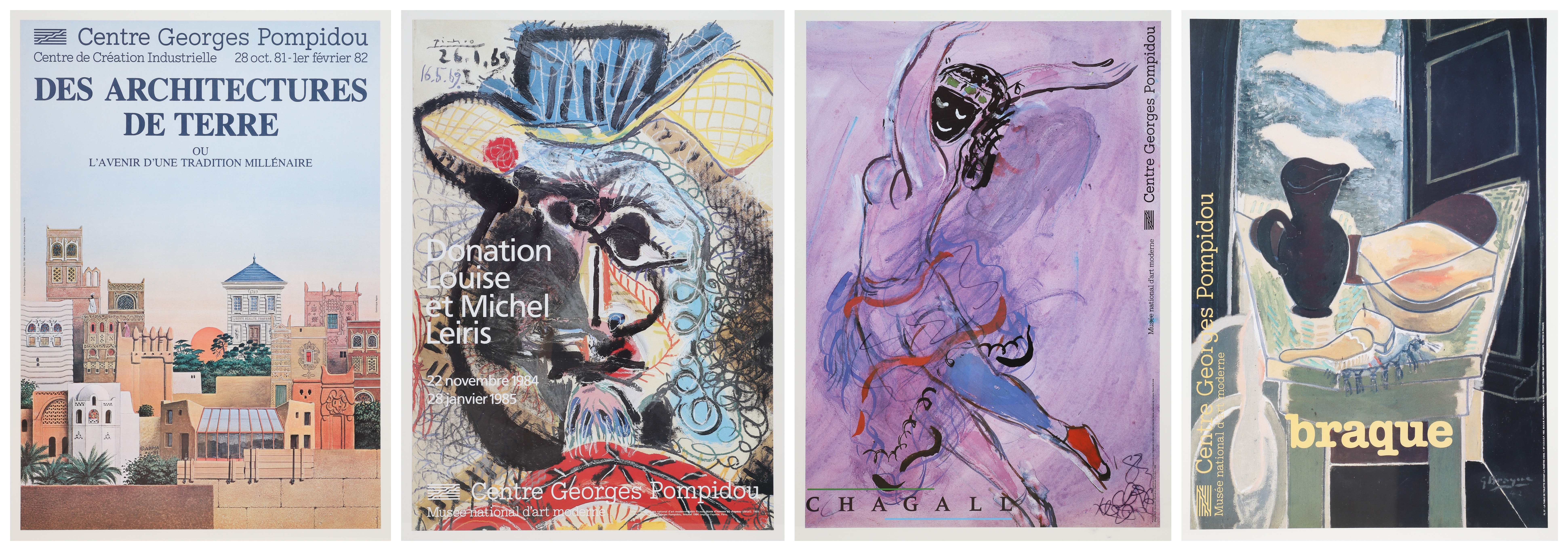 (4) Posters:  Braque, Chagall &