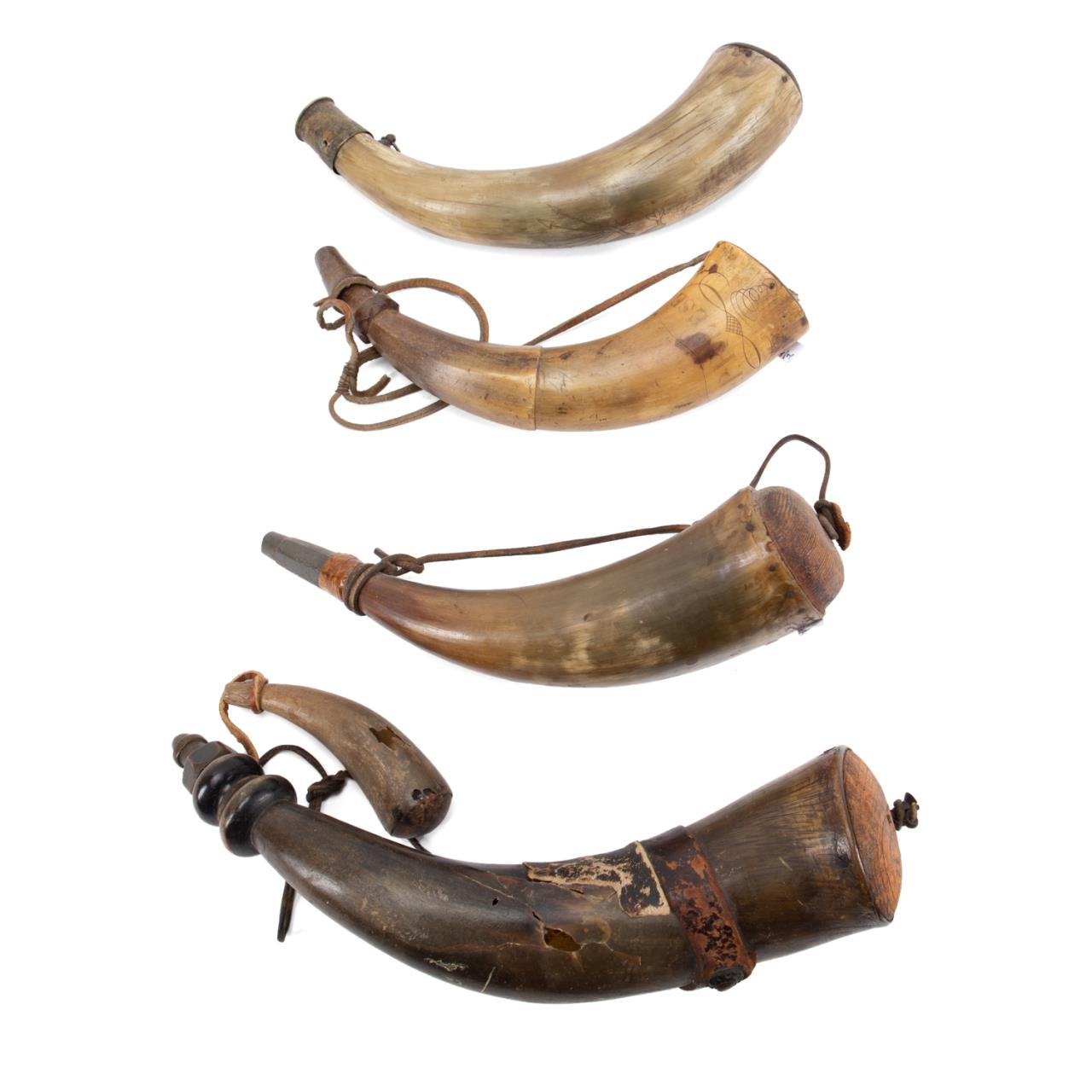 4 POWDER HORNS, INCL. 38TH IOWA
