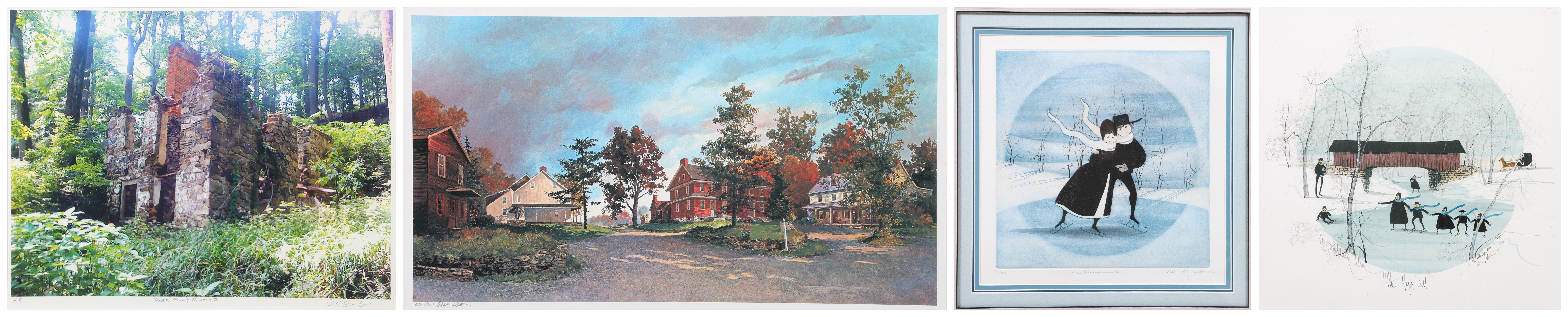 (4) Prints by local artists, (2)