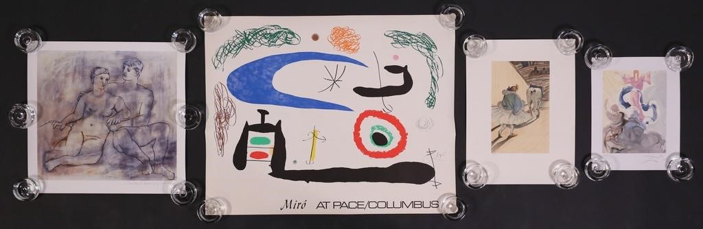 4 PRINTS MIRO, PICASSO, DALI,