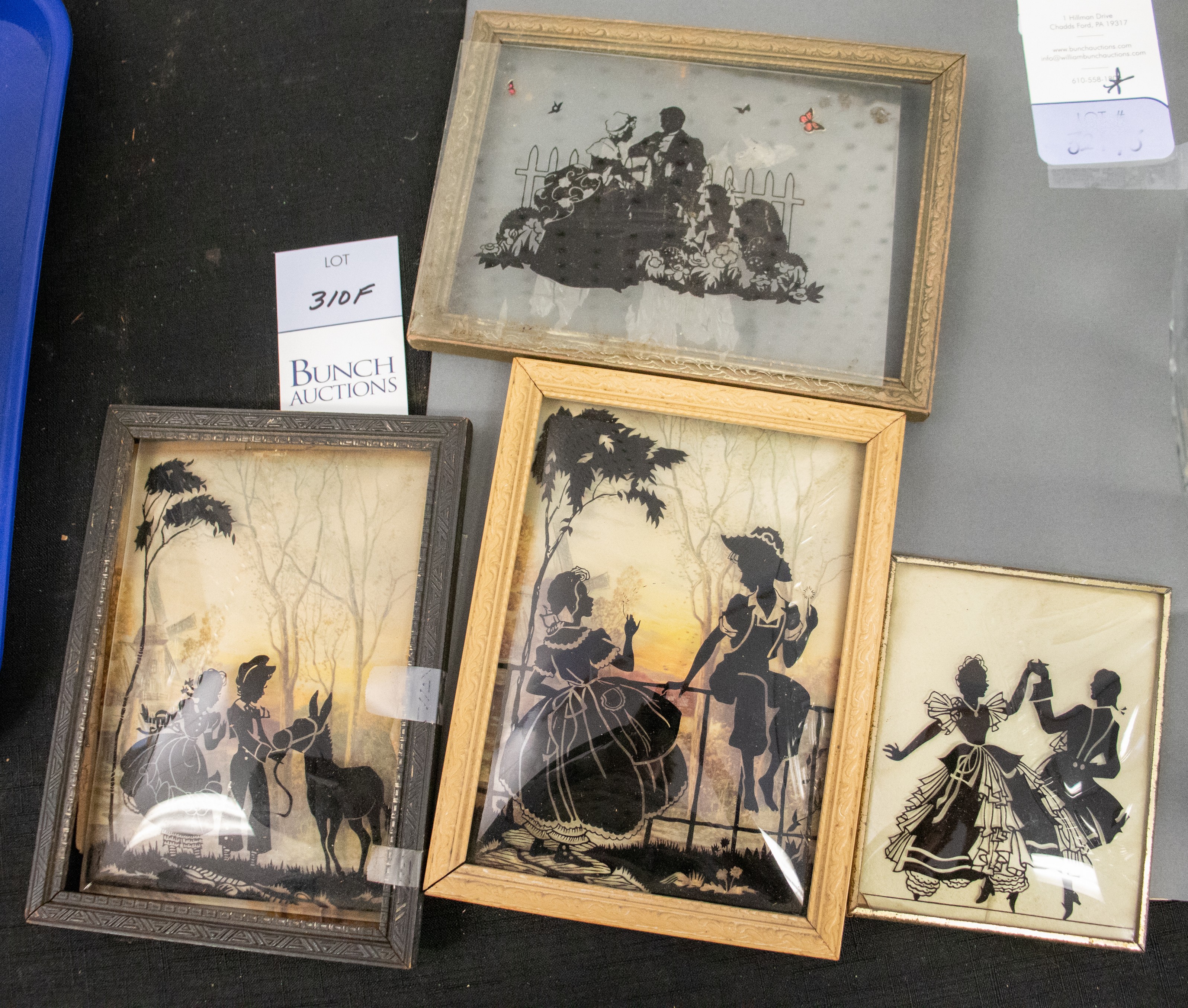 (4) Reverse painted silhouettes,