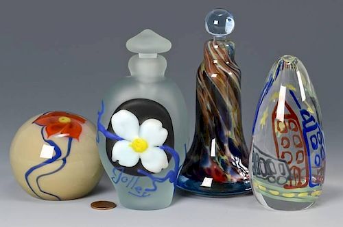 4 RICHARD JOLLEY ART GLASS ITEMSTwo