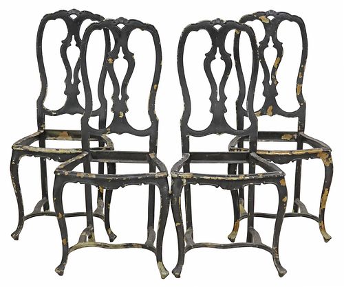 (4) ROCOCO STYLE BLACK-PAINTED