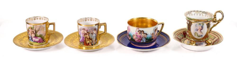 4 ROYAL VIENNA STYLE PORCELAIN CUPS