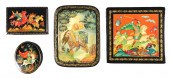 (4) Russian lacquer boxes, Pah