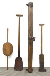 (4) RUSTIC OAK OX YOKE & OTHER