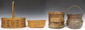 (4) RUSTIC WOVEN SPLINT BASKET