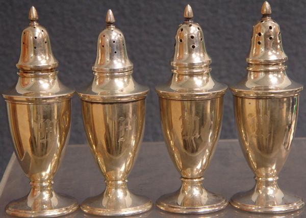 4 S Kirk sterling silver shakers, 4