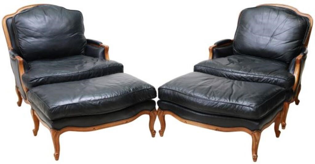 (4) SAM MOORE LEATHER LOUNGE CHAIRS