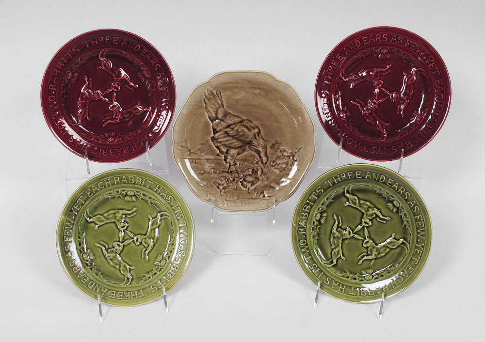 4 SARREGUEMINES MAJOLICA RABBIT
