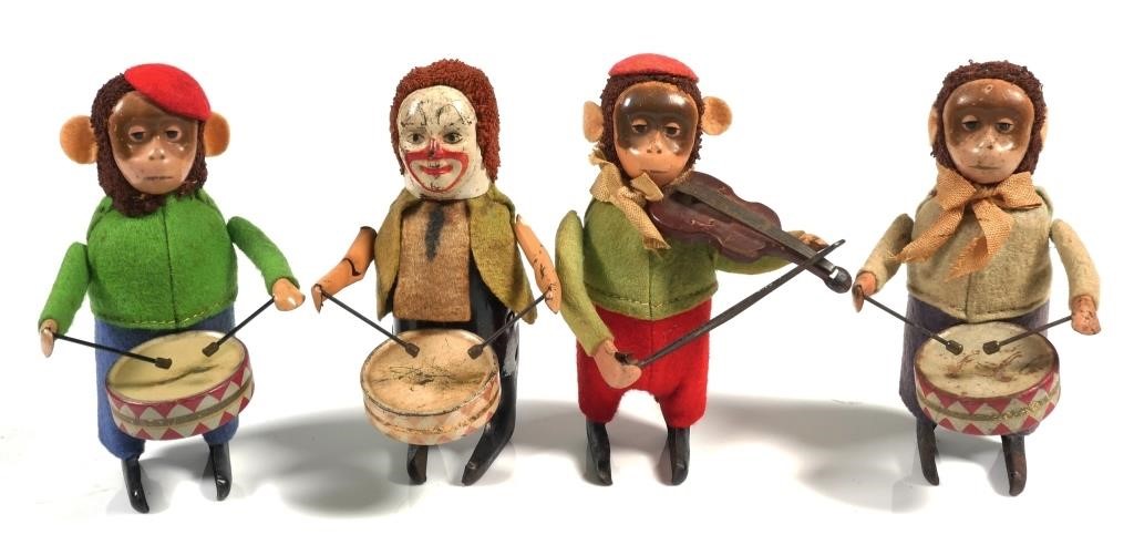 4 SCHUCO TIN WINDUP MONKEY &