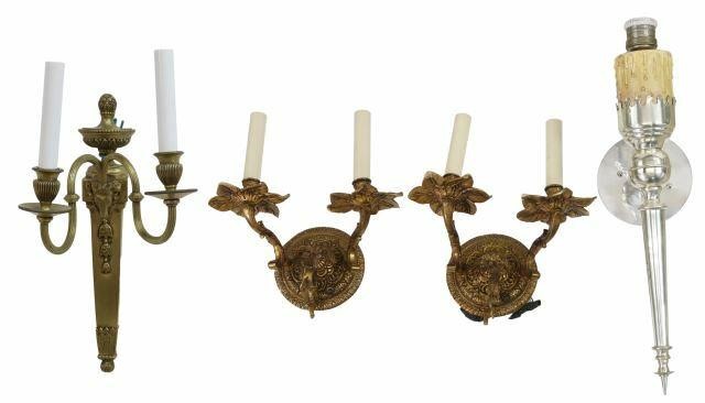 (4) SCONCES, LOUIS XVI STYLE BRONZE