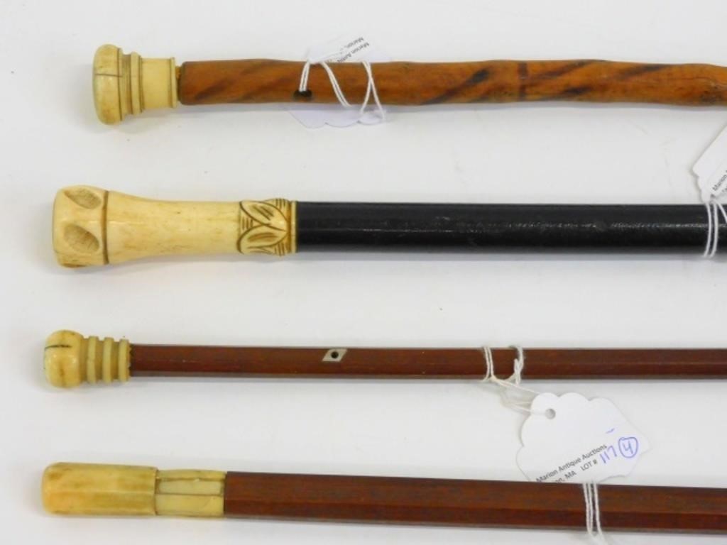 (4) SCRIMSHAW WALKING STICKS.