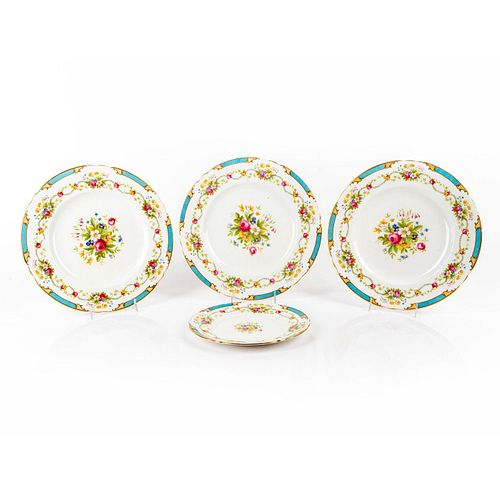 4 SHELLEY FINE CHINA PLATES,