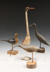 (4) SHOREBIRD DECOY CARVINGS -