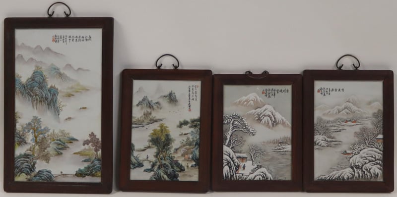 (4) SIGNED CHINESE ENAMEL DECORATED