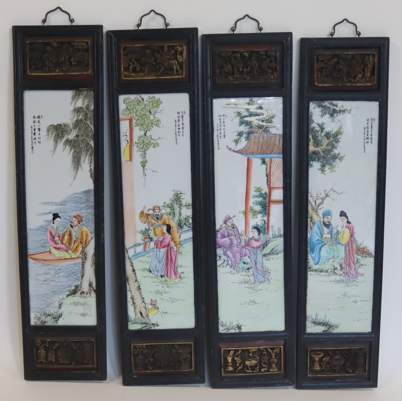 (4) SIGNED CHINESE ENAMEL DECORATED