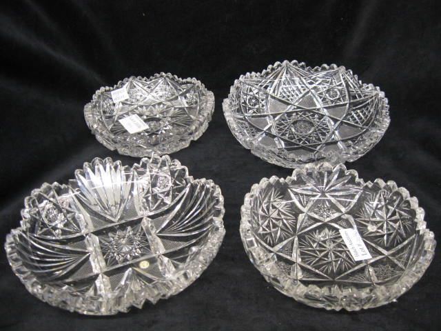 4 Signed Cut Glass Dishes brilliant