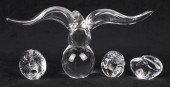 (4) Signed Steuben crystal fig