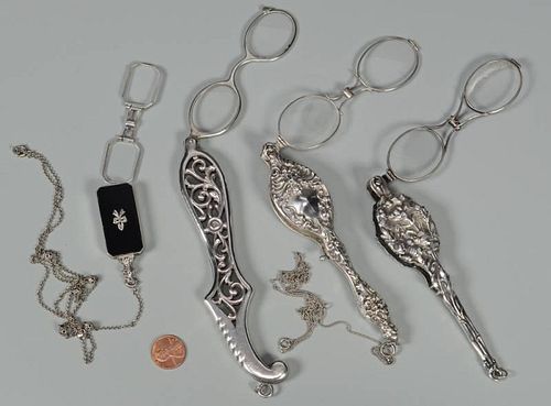 4 SILVER LORGNETTESFour silver