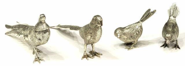 (4) SILVER-TONE METAL PHEASANTS &