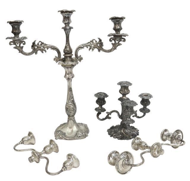4) SILVERPLATE CANDELABRA &
