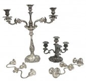 4) SILVERPLATE CANDELABRA & WE