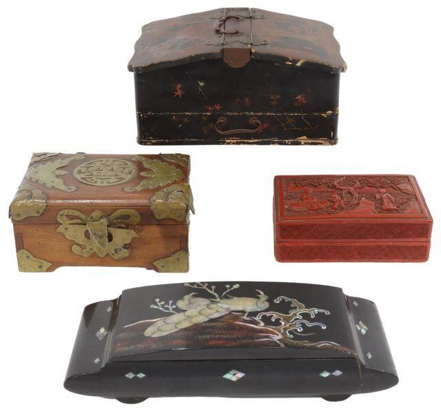(4) SMALL ASIAN BOXES LACQUER & MOP