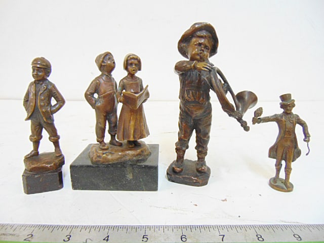 4 SMALL CABINET BRONZES, BOY WITH