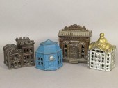 4 SMALL CAST IRON BUILDING BAN