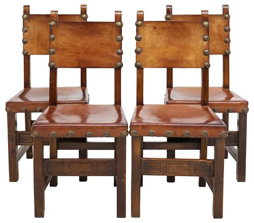(4) SPANISH BAROQUE STYLE LEATHER