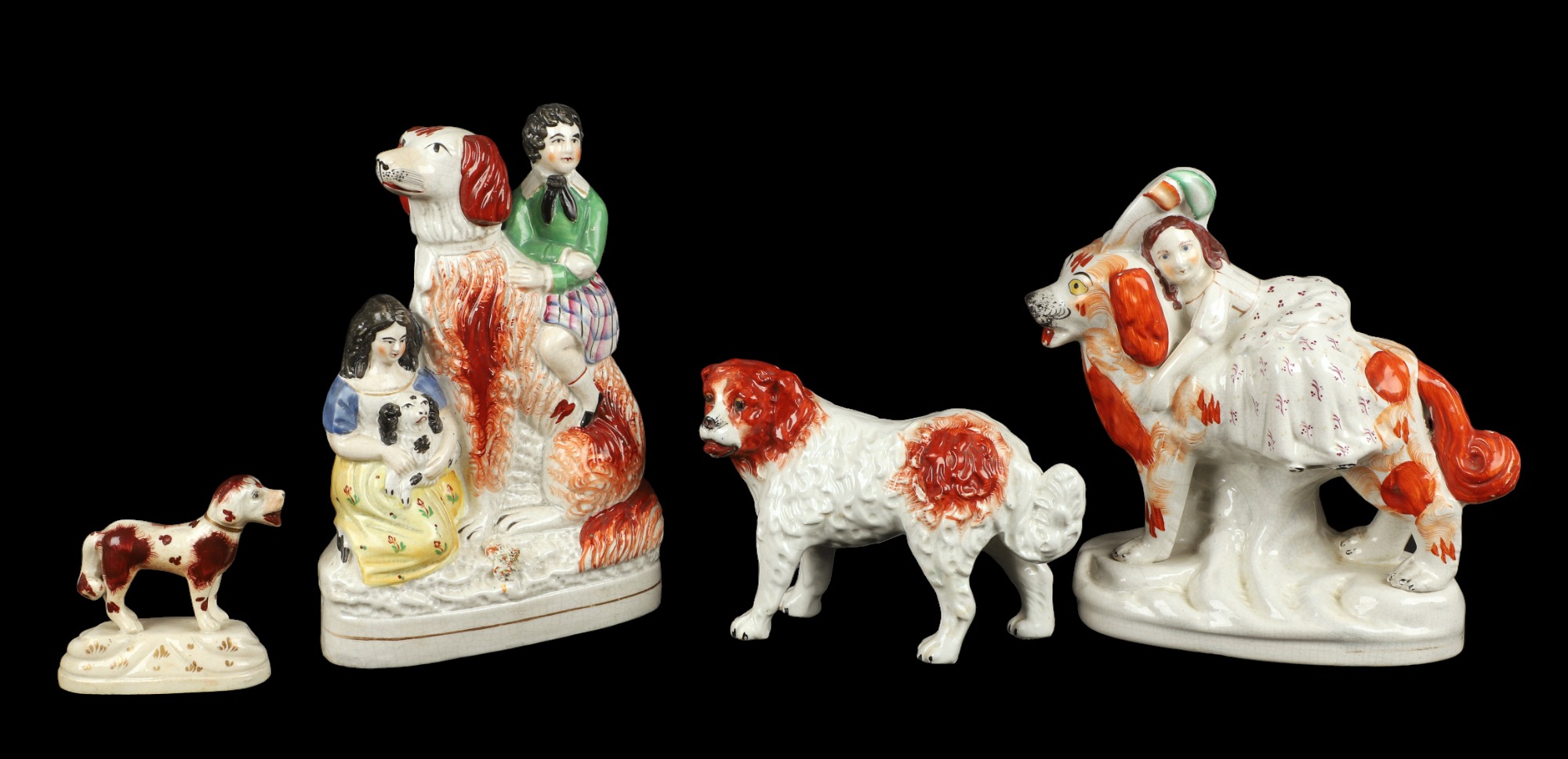 (4) Staffordshire dogs and figure