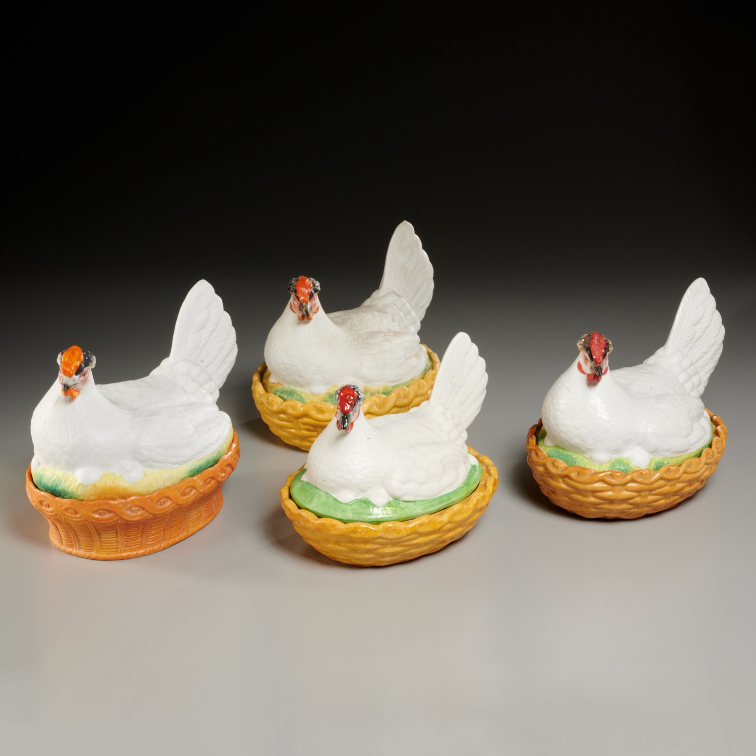 (4) STAFFORDSHIRE "HENS IN A