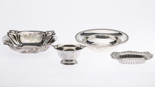 4 STERLING BOWLS VARYING SIZE,