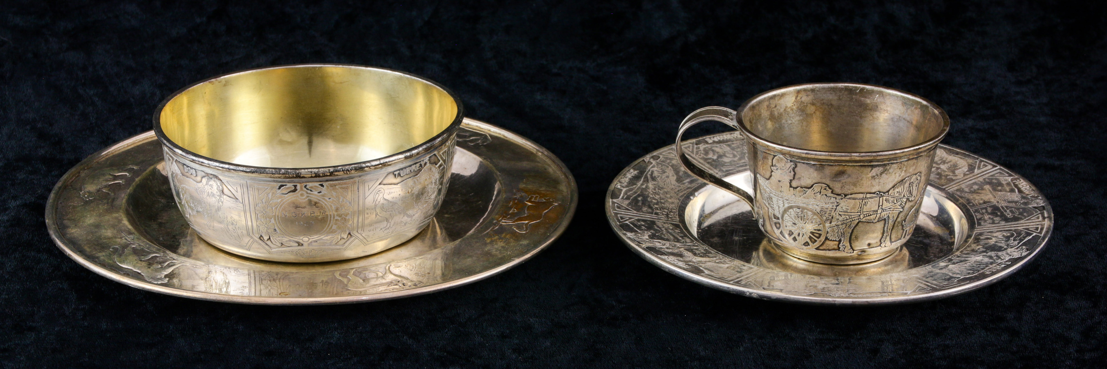 4 STERLING CHILD'S DISHES: A KALO