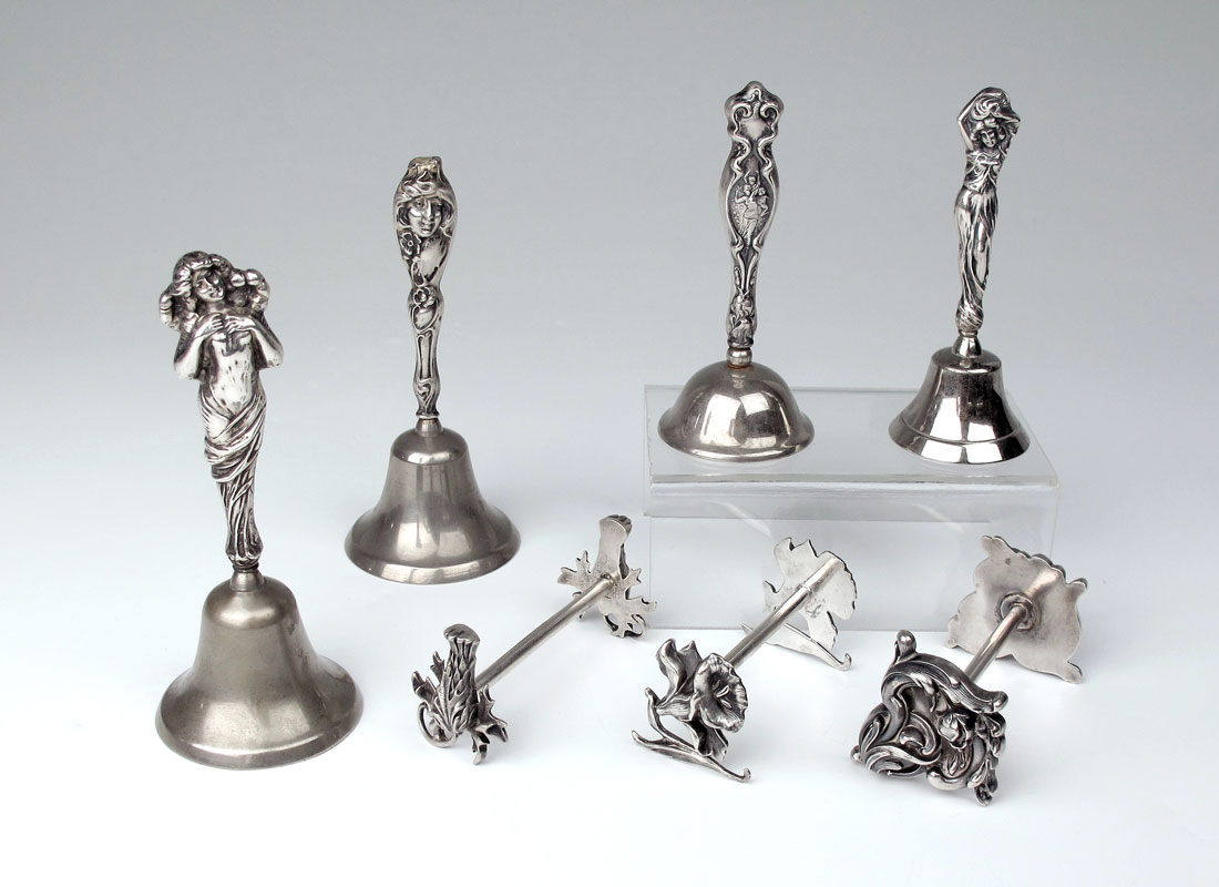 4 STERLING HANDLED BELLS & 3