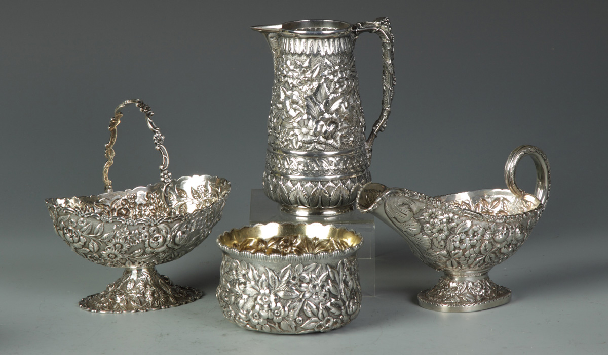 4 Sterling Repousse Pieces