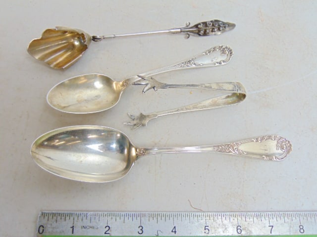 4 STERLING SERVING PIECES, 2 SPOONS