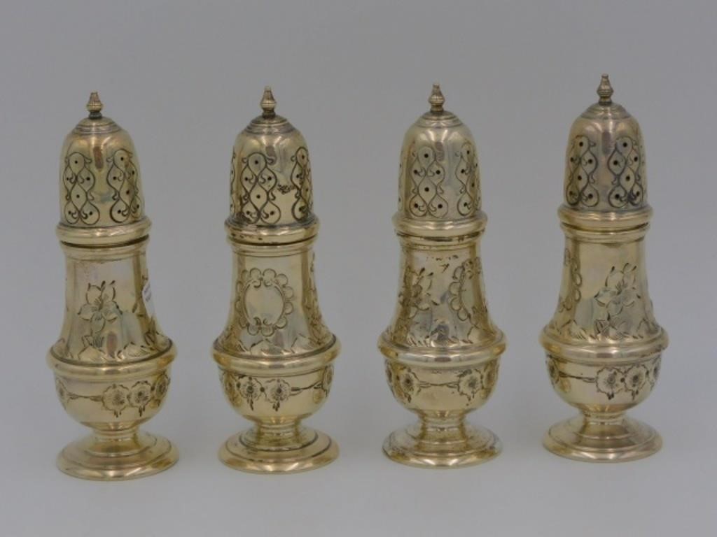 (4) STERLING SILVER SHAKERS.