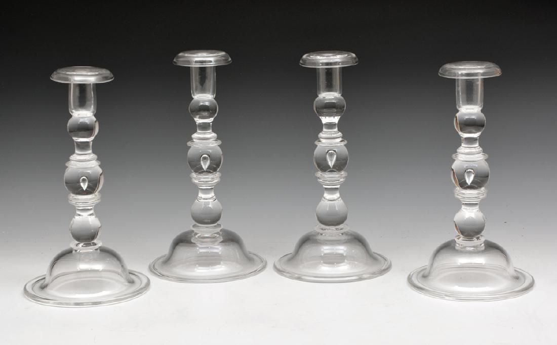 4 STEUBEN CRYSTAL TEARDROP BALUSTER