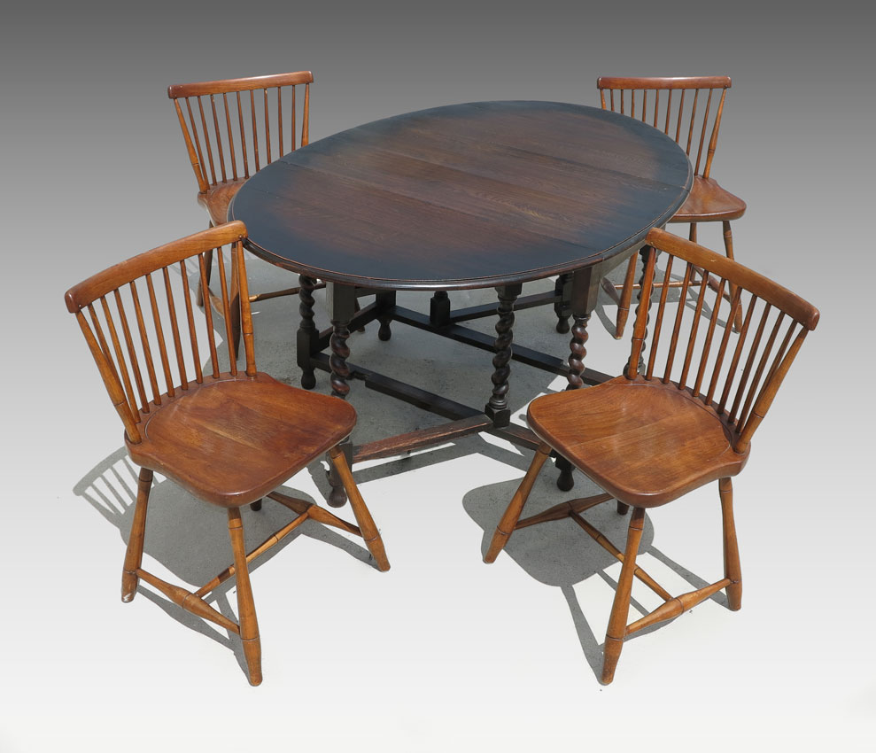 4 STICKLEY CHAIRS AND GATE LEG