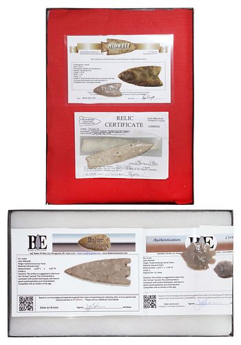 (4) STONE ARROWHEADS &AMP; SPEAR